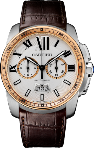 [W7100043] Calibre de Cartier Chronograph Stainless Steel / Pink Gold / Silver