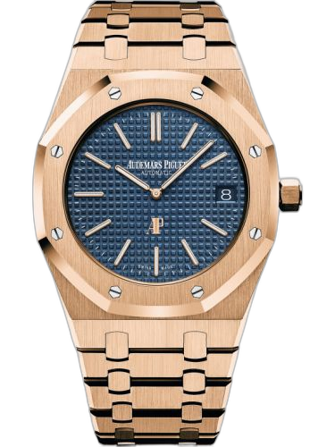 [15202OR.OO.1240OR.01] Royal Oak Extra-Thin Pink Gold / Blue