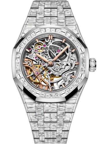 [15469BC.ZZ.1260BC.01] Royal Oak 37 Double Balance Wheel Openworked White Gold - Baguette