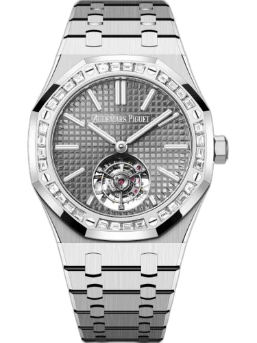 [26730BC.ZZ.1320BC.01] Royal Oak Self-Winding Flying Tourbillon White Gold - Baguette / Grey