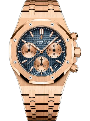 [26239OR.OO.1220OR.01 (aka: 26239OR.00.1220OR.01)] Royal Oak Chronograph 41 Pink Gold / Blue / Bracelet