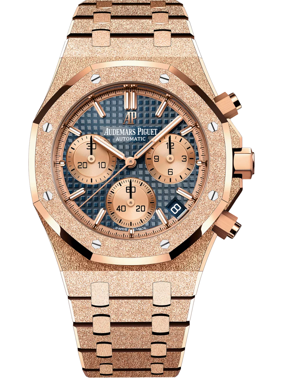 [26239OR.GG.1224OR.01] Royal Oak Chronograph 41 Frosted Pink Gold / Blue / Bracelet