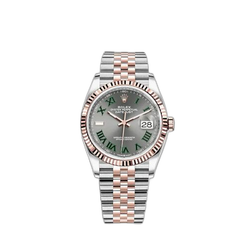 [126231-0029] Datejust 36 Stainless Steel / Everose / Fluted / Slate - Roman / Jubilee