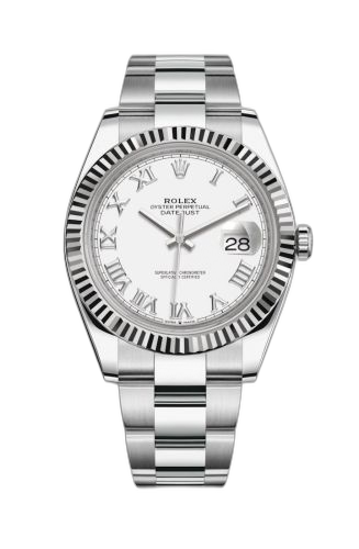 [126334-0023] Datejust 41 Stainless Steel Fluted / White - Roman / Oyster