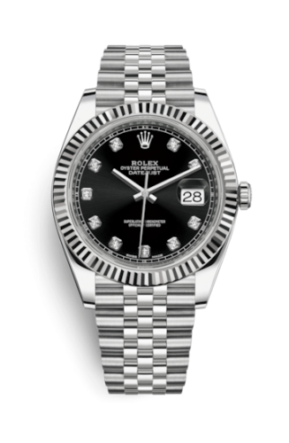 [126334-0012] Datejust 41 Stainless Steel Fluted / Jubilee / Black - Diamond
