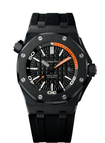 [15707CE.OO.A002CA.01] Royal Oak Offshore Diver 15707 Black Ceramic / Orange