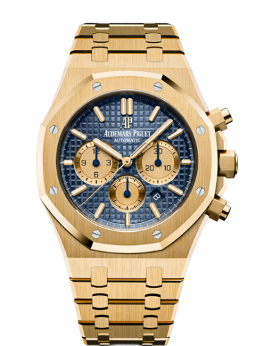 [26331BA.OO.1220BA.01] Royal Oak Chronograph 41 Yellow Gold / Blue / Bracelet