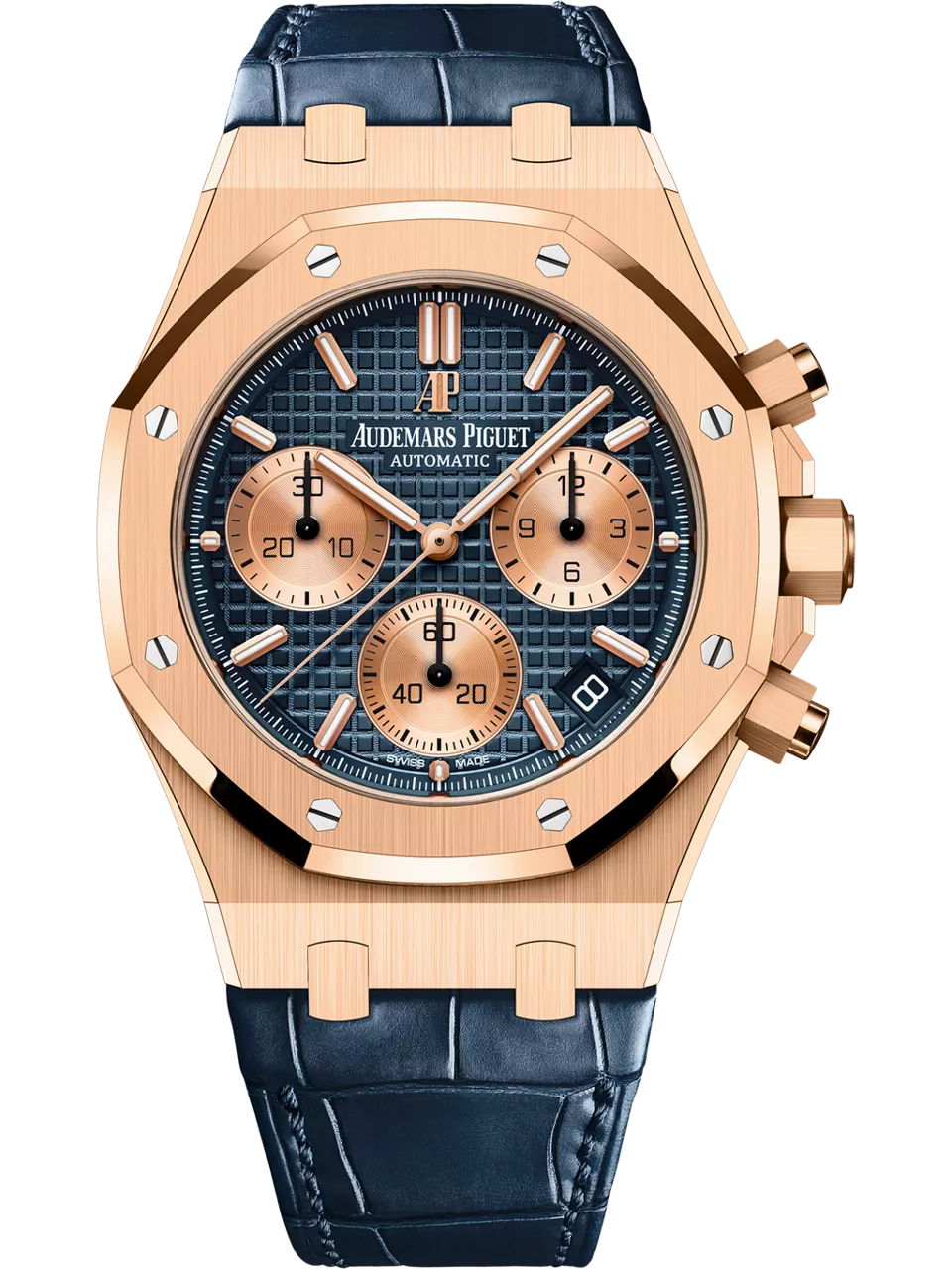 [26239OR.OO.D315CR.01] Royal Oak Chronograph 41 Pink Gold / Blue / Alligator