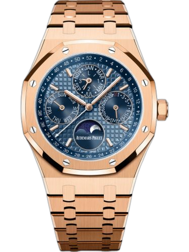 [26574OR.OO.1220OR.03] Royal Oak Perpetual Calendar 41 Pink Gold / Blue