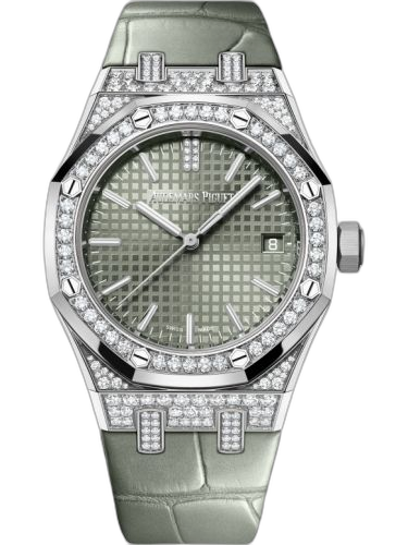 [15551BC.ZZ.D405CR.01] Royal Oak Selfwinding 37 White Gold - Diamond / Green / Strap