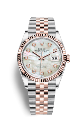 [126231-0021] Datejust 36 Stainless Steel / Everose / Fluted / MOP Diamond / Jubilee