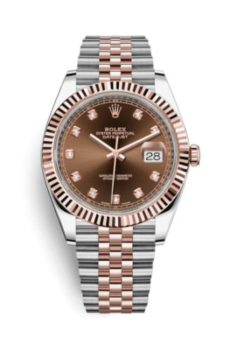 [126331-0004] Datejust 41 Rolesor Everose Fluted / Jubilee / Chocolate - Diamond