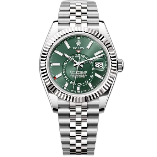 [336934-0002 (aka: M336934-0002)] Sky-Dweller Stainless Steel - White Gold / Green / Jubilee