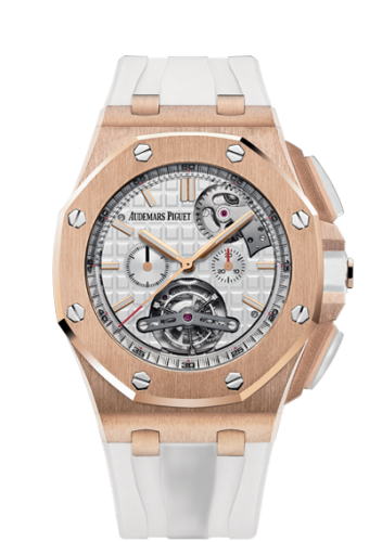 [26540OR.OO.A010CA.01] Royal Oak Offshore Tourbillon Chronograph Peripheral Red Gold / White