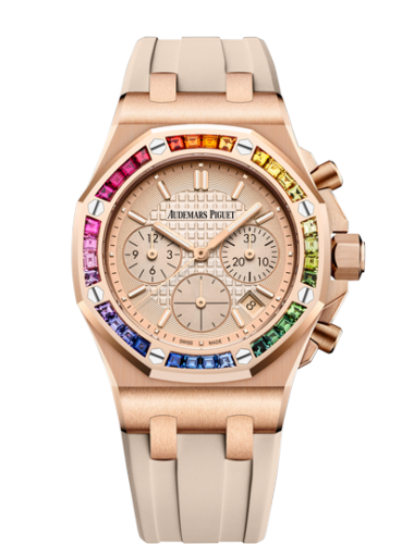 [26236OR.YY.D085CA.01] Royal Oak OffShore Lady Chronograph Pink Gold / Silver / Rainbow
