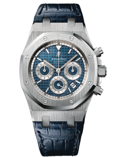 [26022BC.OO.D028CR.01] Royal Oak 26022 Chronograph White Gold / Blue / Strap