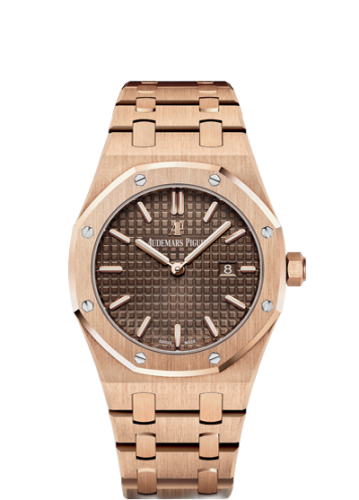 [67650OR.OO.1261OR.01] Royal Oak 67650 Quartz Pink Gold / Brown