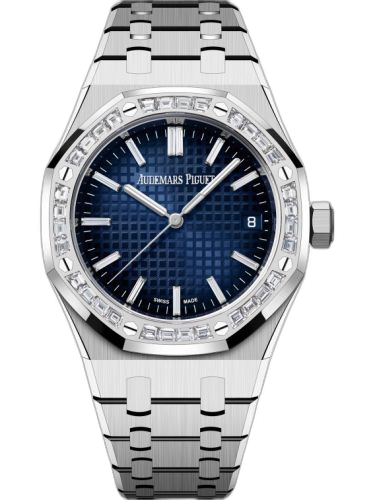 [15551BC.ZZ.1356BC.01] Royal Oak Selfwinding 37 White Gold - Baguette / Smoked Blue