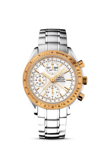[323.21.40.44.02.001 (aka: 32321404402001)] Speedmaster Day-Date 40 Stainless Steel / Yellow Gold / Silver / Bracelet