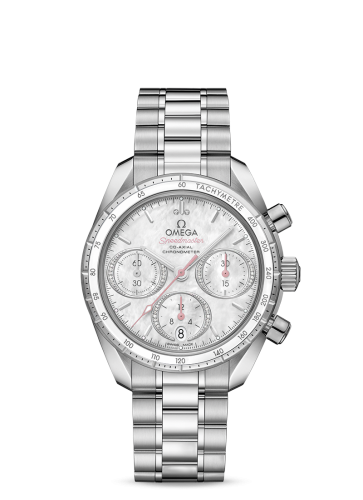 [324.30.38.50.55.001 (aka: 32430385055001)] Speedmaster Co-Axial 38 Stainless Steel / MOP / Bracelet