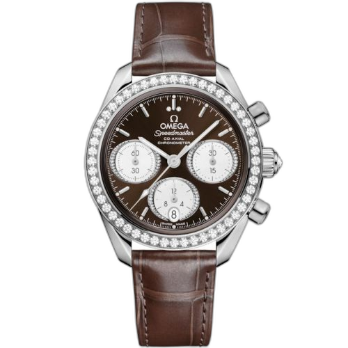 [324.18.38.50.63.001 (aka: 32418385063001)] Speedmaster Date 38 Stainless Steel - Diamond / Brown