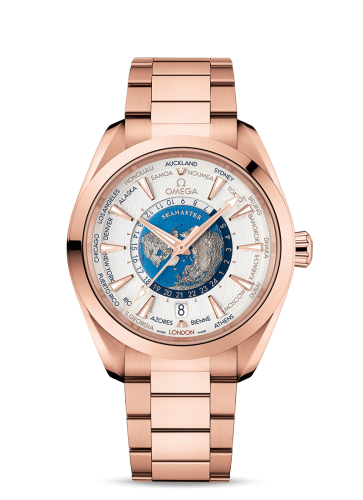 [220.50.43.22.02.001 (aka: 22050432202001)] Seamaster Aqua Terra 150M Master Chronometer 43 Worldtimer Sedna Gold / Silver / Bracelet