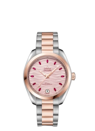 [220.20.34.20.60.001 (aka: 22020342060001)] Seamaster Aqua Terra 150M Master Chronometer 34 Stainless Steel / Sedna Gold / Pink - Ruby / Bracelet
