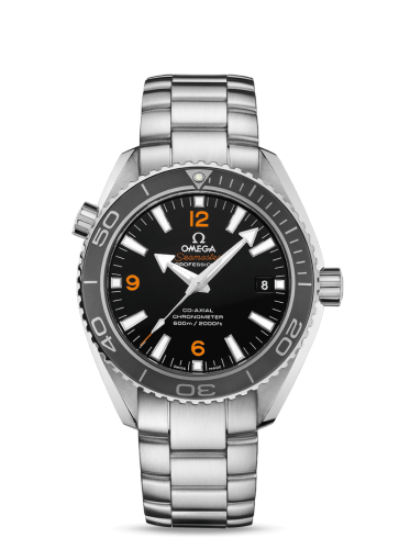 [232.30.42.21.01.005 (aka: 23230422101005)] Seamaster Planet Ocean 600M Co-Axial 42 Stainless Steel / Orange Numerals / Bracelet / Panama