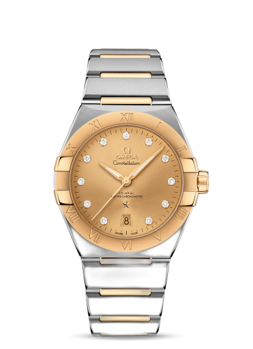 [131.20.39.20.58.001 (aka: 13120392058001)] Constellation Master Chronometer 39 Stainless Steel / Yellow Gold / Champagne-Diamond / Bracelet