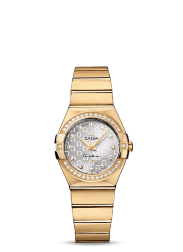 [123.55.27.60.52.002 (aka: 12355276052002)] Constellation Quartz 27 Brushed Yellow Gold / Diamond / Silver Omega