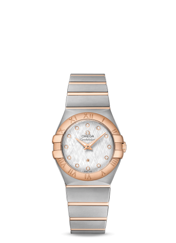 [123.20.27.60.52.002 (aka: 12320276052002)] Constellation Quartz 27 Brushed Stainless Steel / Red Gold / Silver Silk