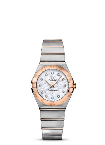 [123.20.27.60.55.001 (aka: 12320276055001)] Constellation Quartz 27 Brushed Stainless Steel / Red Gold / MOP
