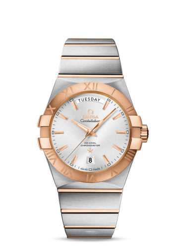 [123.20.38.22.02.001 (aka: 12320382202001)] Constellation Co-Axial 38 Co-Axial Day-Date Stainless Steel / Red Gold / Silver