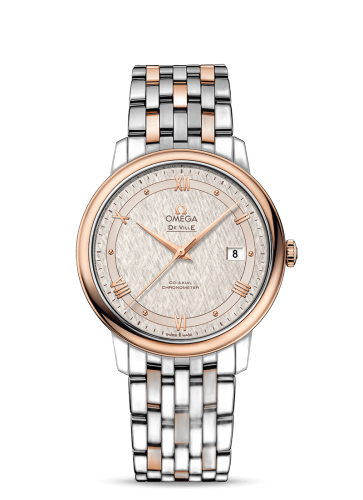 [424.20.40.20.02.003 (aka: 42420402002003)] De Ville Prestige Co-Axial 39.5 Stainless Steel / Red Gold / Vintage Silver Silk / Bracelet