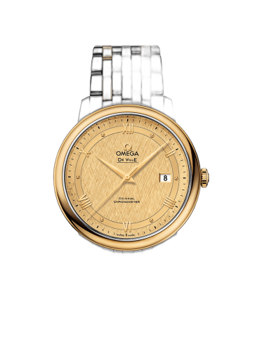 [424.20.40.20.08.001 (aka: 42420402008001)] De Ville Prestige Co-Axial 39.5 Stainless Steel / Yellow Gold / Vintage Champagne Silk / Bracelet