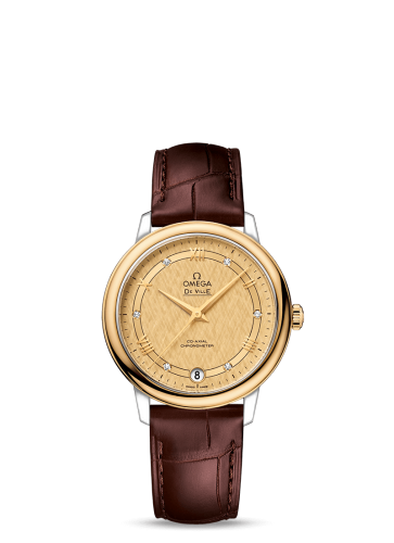 [424.23.33.20.58.001 (aka: 42423332058001)] De Ville Prestige Co-Axial 32.7 Stainless Steel / Yellow Gold / Vintage Champagne Silk