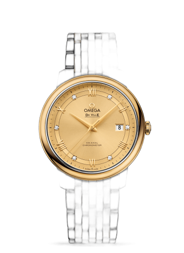 [424.20.40.20.58.001 (aka: 42420402058001)] De Ville Prestige Co-Axial 39.5 Stainless Steel / Yellow Gold / Vintage Champagne / Bracelet