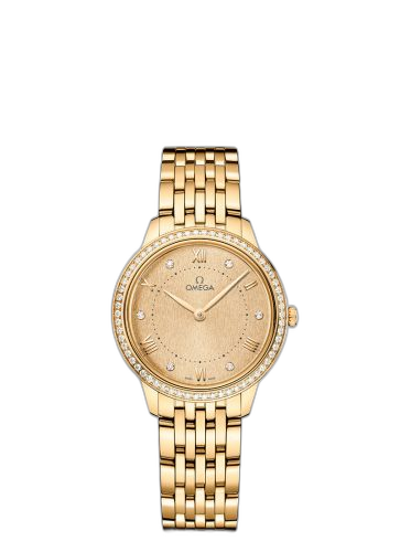 [434.55.30.60.58.001 (aka: 43455306058001)] De Ville Quartz 30 Yellow Gold - Diamond / Champagne - Diamond / Bracelet