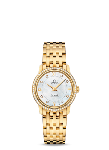 [424.55.27.60.55.001 (aka: 42455276055001)] De Ville Prestige Quartz 27.4 Yellow Gold / MOP / Bracelet