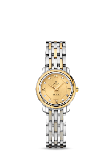[424.20.24.60.58.001 (aka: 42420246058001)] De Ville Prestige Quartz Ladies 24.5 Stainless Steel / Yellow Gold / Champagne / Bracelet