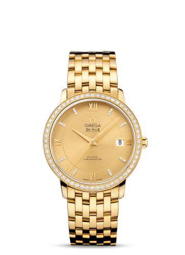 [424.55.37.20.58.001 (aka: 42455372058001)] De Ville Prestige Co-Axial 36.8 Yellow Gold / Champagne / Diamond / Bracelet