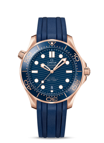 [210.62.42.20.03.001 (aka: 21062422003001)] Seamaster Diver 300M Master Co-Axial 42 Sedna Gold / Blue / Rubber
