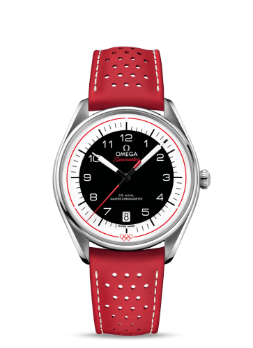 [522.32.40.20.01.004 (aka: 52232402001004)] Seamaster Master Co-Axial 39.5 Olympic Timekeeper Stainless Steel / Black / Red
