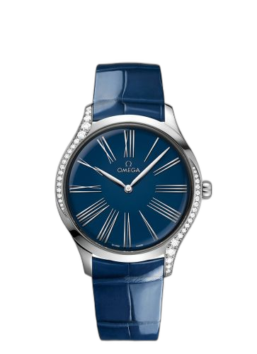 [428.18.39.60.03.001] De Ville Trésor 39 Stainless Steel / Blue - Roman / Alligator