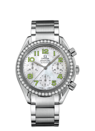 [3535.72.00] Speedmaster Reduced Ladies Stainless Steel / Diamond / MOP / Green / Bracelet