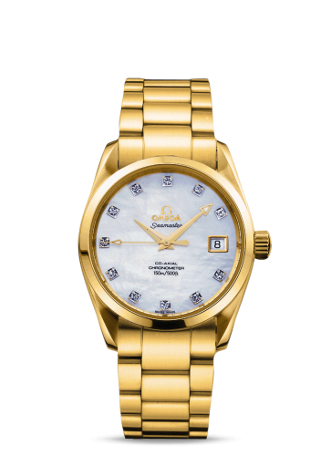 [2104.75.00] Seamaster Aqua Terra 150M Co-Axial 36.2 Yellow Gold / Diamond / MOP / Bracelet