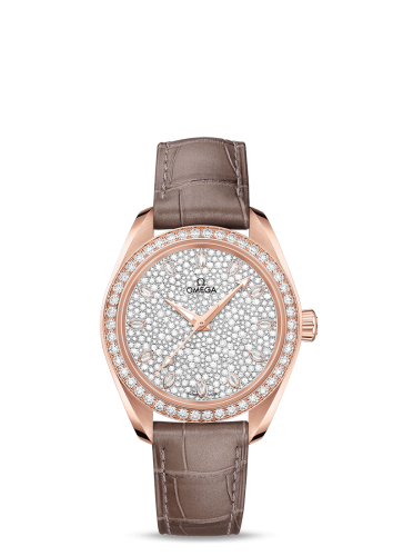 [220.58.34.20.99.003 (aka: 22058342099003)] Seamaster Aqua Terra 150M Master Chronometer 34 Sedna Gold / Diamond / Snow Diamond / Alligator