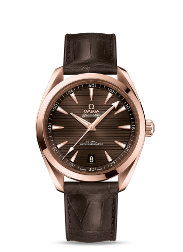 [220.53.41.21.13.001 (aka: 22053412113001)] Seamaster Aqua Terra 150M Master Chronometer 41 Sedna Gold / Brown / Alligator