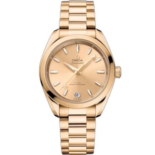 [220.50.34.20.08.001 (aka: 22050342008001)] Seamaster Aqua Terra 150M Shades Master Chronometer 34 Moonshine Gold / Champagne / Bracelet