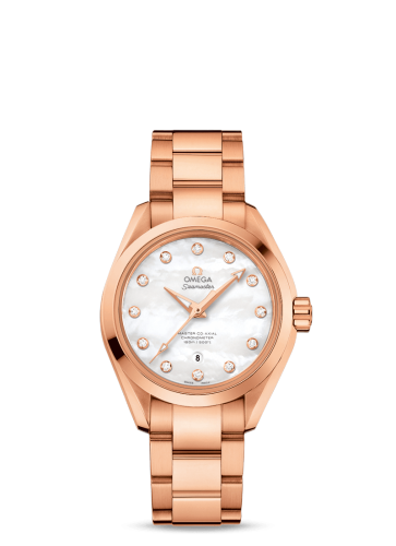 [231.50.34.20.55.001 (aka: 23150342055001)] Seamaster Aqua Terra 150M Master Co-Axial 34 Sedna Gold / MOP / Bracelet